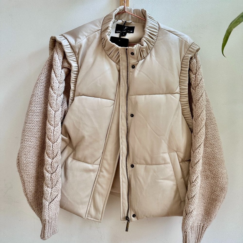 Unreal Fur Barcelona Coat Vegan Leather and Knit